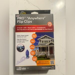 Max PRO “Anywhere” Flip Clips – 25 Ct | Holiday Light Clips for Gutters | NEW